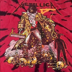 Metallica Unforgiven Tie Dye Graphic TShirt Red/Black Size Large